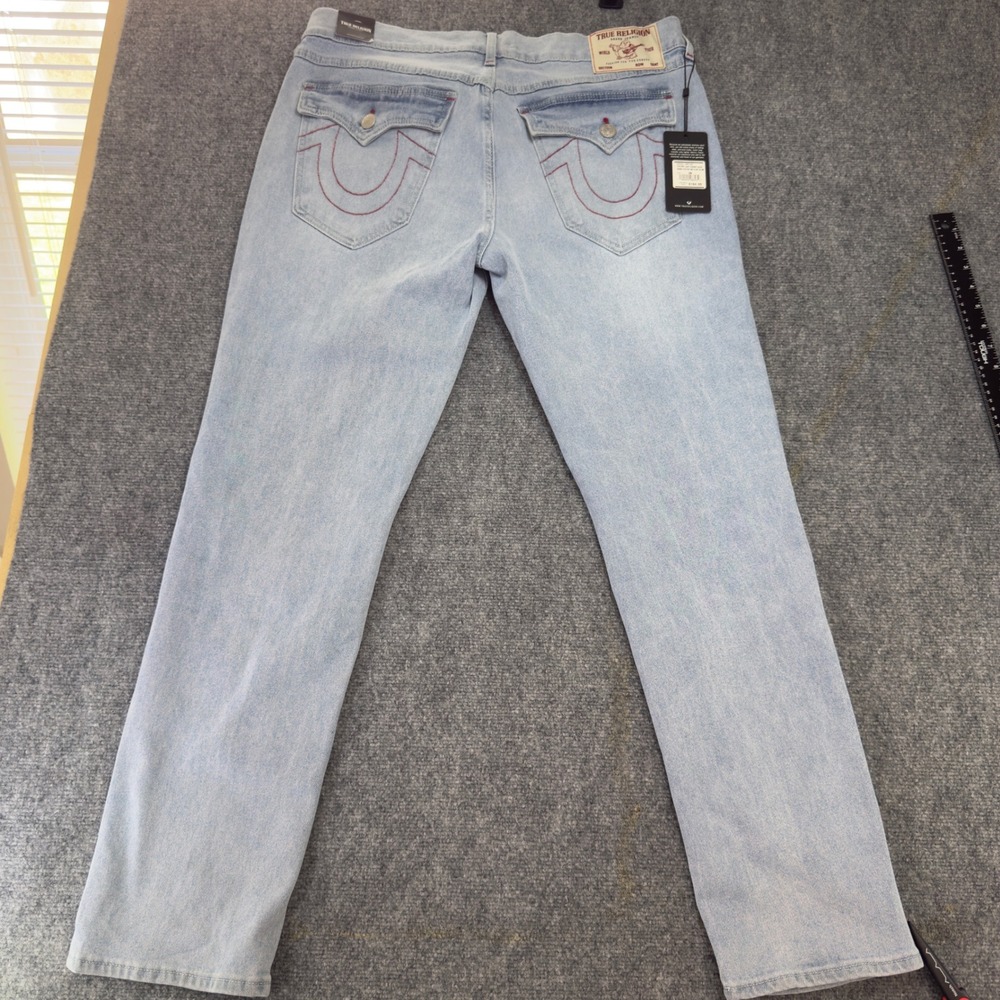 NWT True Religion Geno Patch SN Flap Slim Jeans Light Journey Wash Size 36